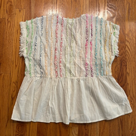 THML white blouse with textured multicolor stripes - Picture 3 of 3